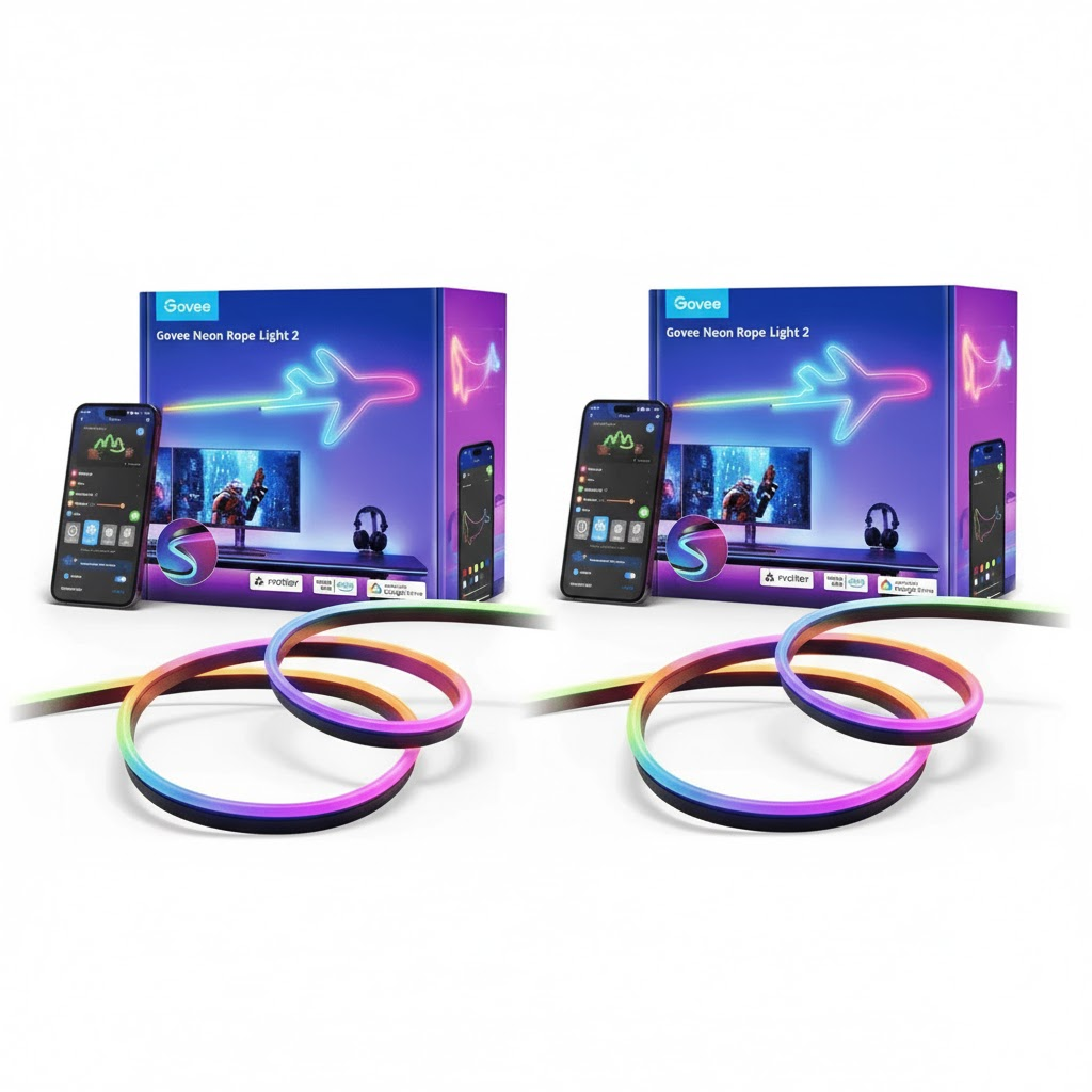 Govee Neon Rope Light 2 Μαύρο - Σετ 8Μ LED Neon Ταινίες