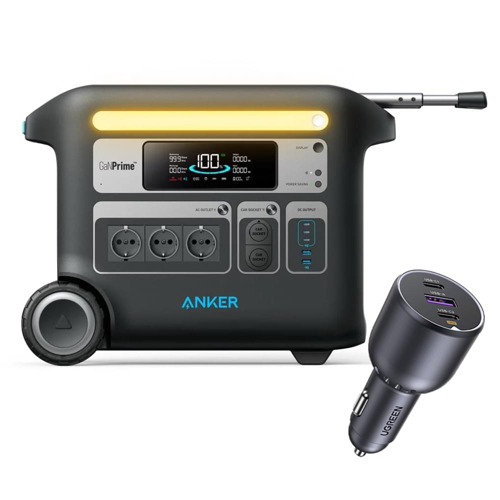 Anker SOLIX F2000 + UGREEN 3 - Port 130W Fast Car Charger - TeqClub.com
