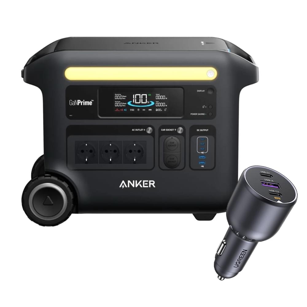 Anker SOLIX F2600 - 2560Wh + UGREEN 3 - Port 130W Fast Car Charger - TeqClub.com