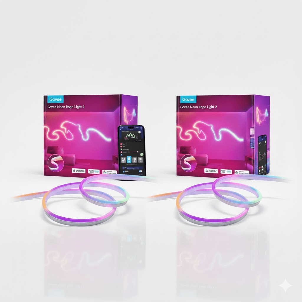 Govee Neon Rope Strip Light Bundle - 8m (2x4m) White