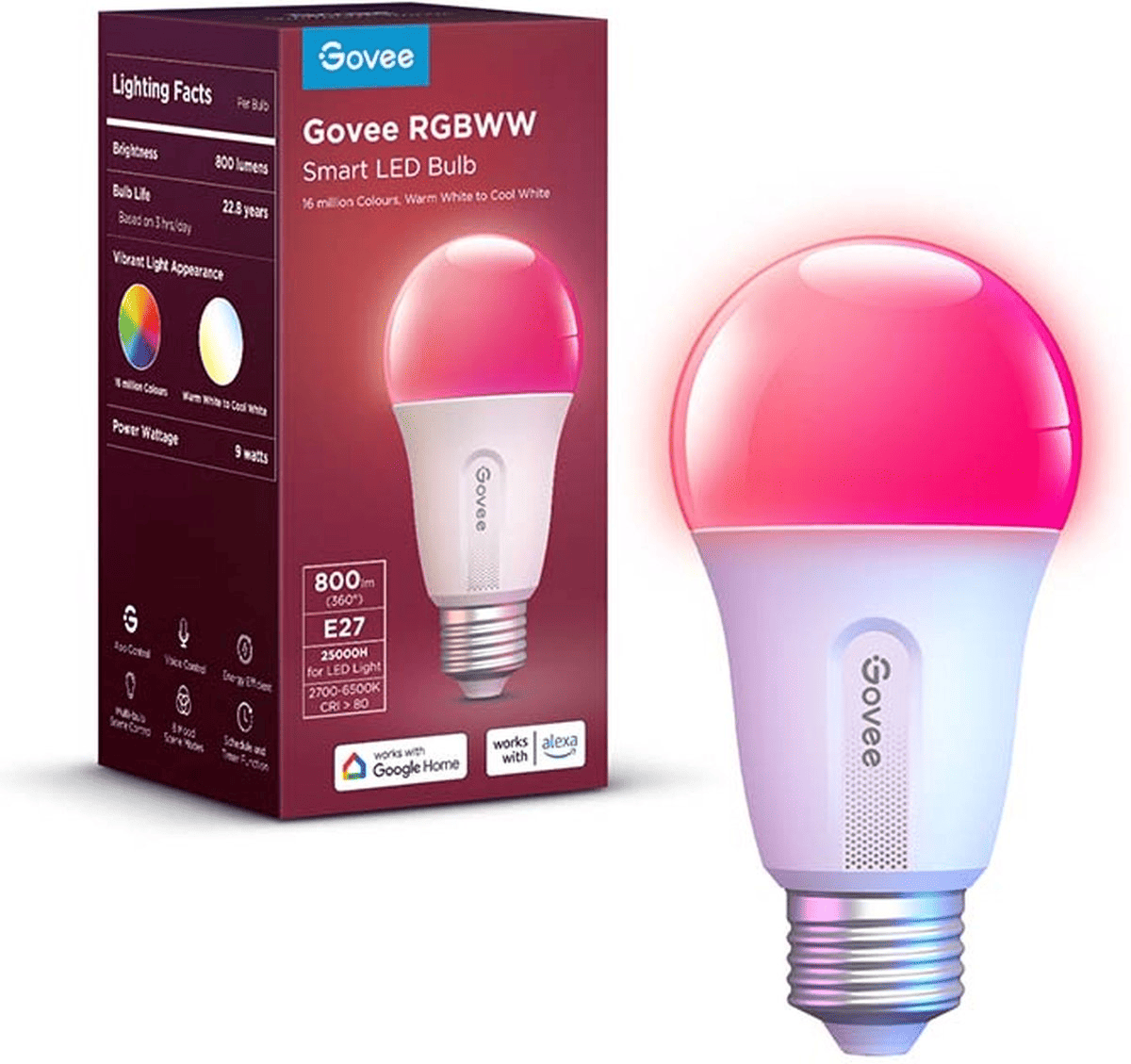Govee RGBWW Smart LED Bulb (1 Pack) E27 - TeqClub.com
