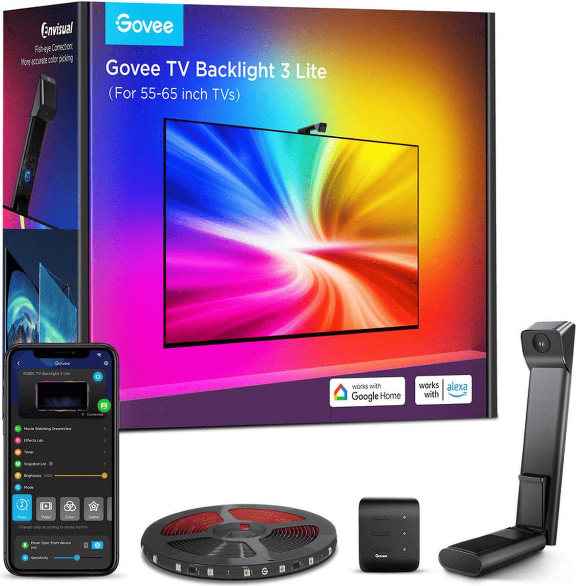 Govee Ultimate Sync bundel – Smart AI Sync Box Kit – TV Backlight 3 Lite voor 55 - 65 inch - TeqClub.com