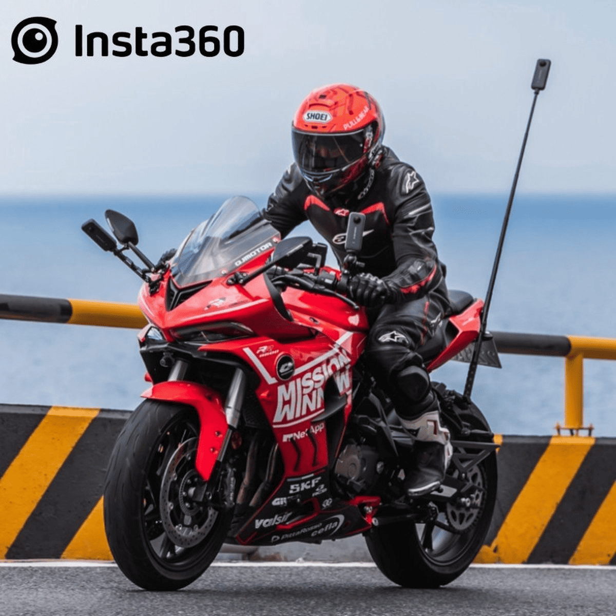 Insta360 Motorcycle (Upgrade) Selfiestick Bundle - X5 X4, X3, X2, RS, GoPro, DJI Action 3, Action 4 - TeqClub.com