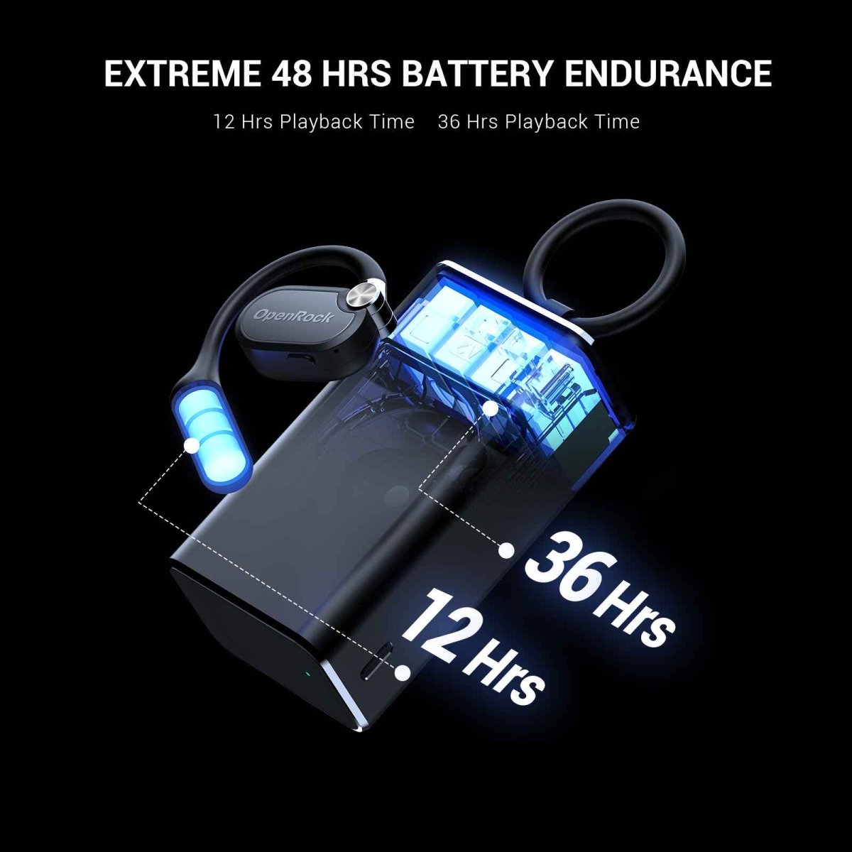 OpenRock X Black Bluetooth Sport Earbuds - TeqClub.com