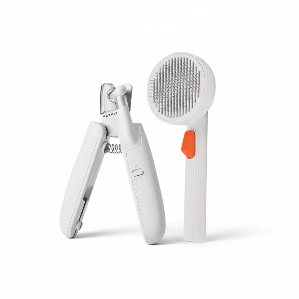 PETKIT Pet Care Essentials Bundle – LED Nail Clipper + Grooming Brush - TeqClub.com