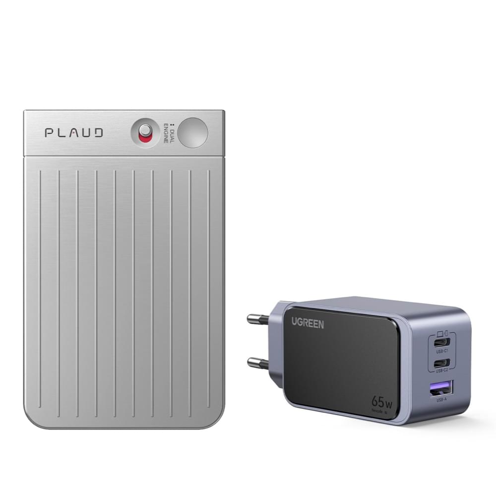 PLAUD NOTE Silver Power Bundel – LLM Empowered AI Voice Recorder – AI Memorecorder - TeqClub.com