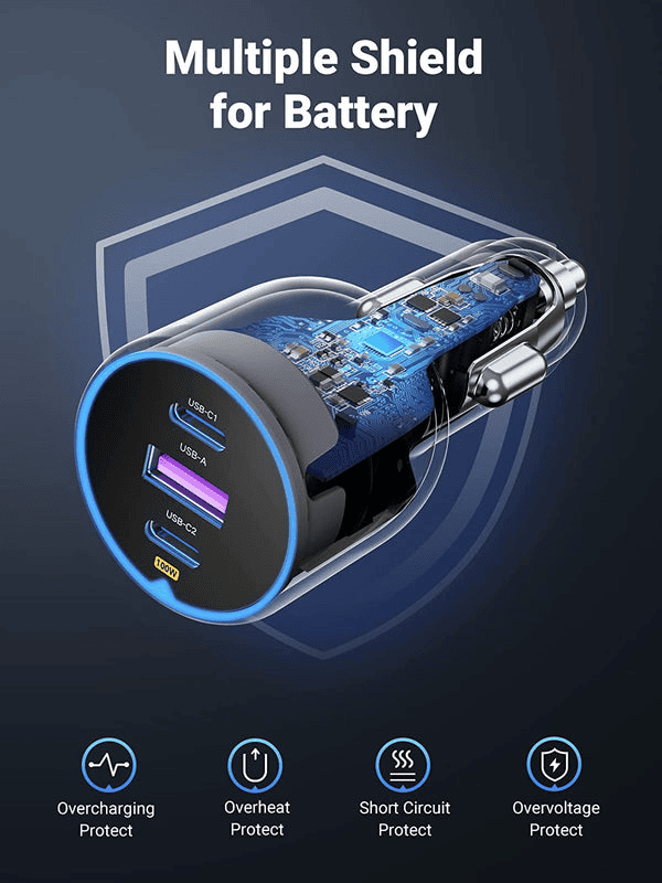 UGREEN 130W 3 - Port Fast Car Charger - TeqClub.com