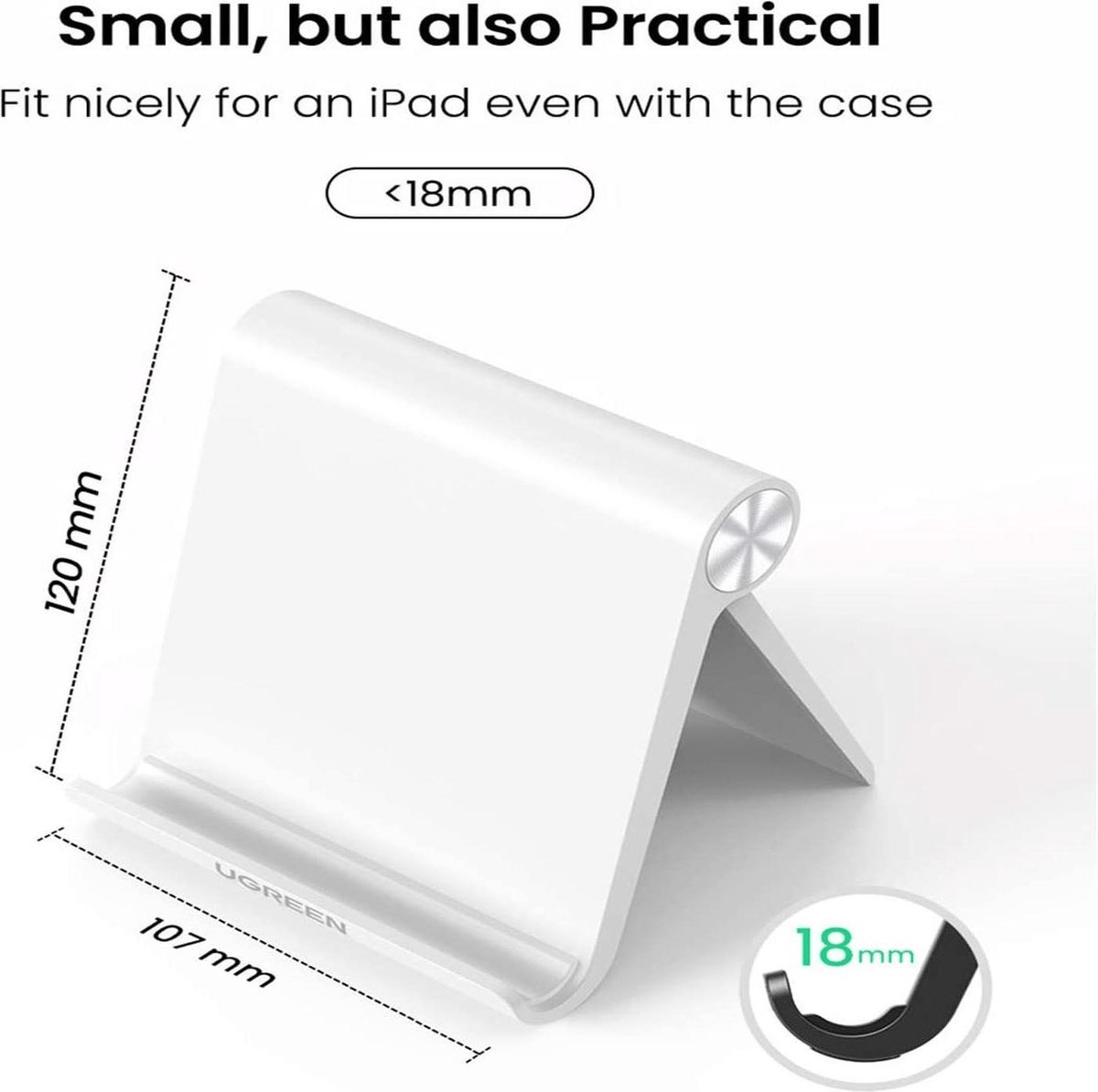 UGREEN Multi - Angle Adjustable Portable Stand for iPad (White) - TeqClub.com