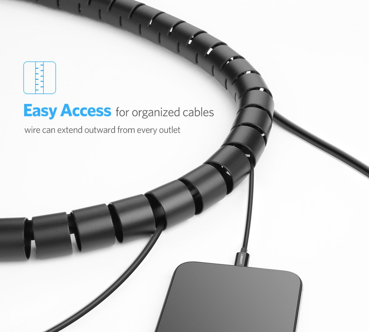 UGREEN Protection Tube DIA 25mm 1.5m (Black) - TeqClub.com