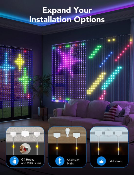 Govee Curtain Lights Twin Pack – Netflix Edition (2x 1.5m x 1.5m RGBIC Smart Curtains)