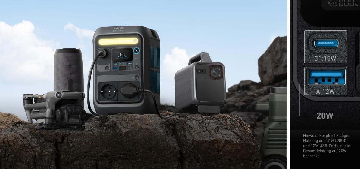 Anker SOLIX C300X AC + PS60 Portable Solar Panel