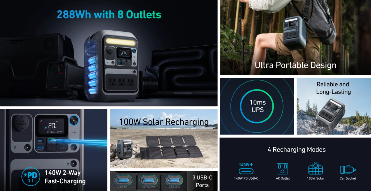 Anker SOLIX C300X AC + PS60 Portable Solar Panel - TeqClub.com
