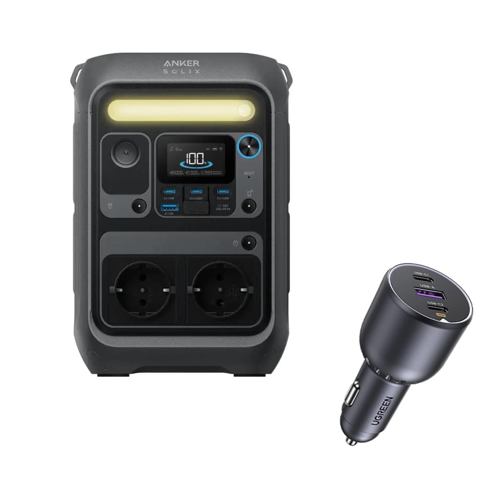 Anker solix C300X & UGREEN Auto - snellader met 3 poorten 130W - TeqClub.com
