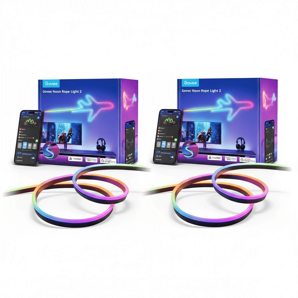Govee Neon Rope Light 2 - 8M Bundle | 2x 4M Black LED Neon Strips - TeqClub.com
