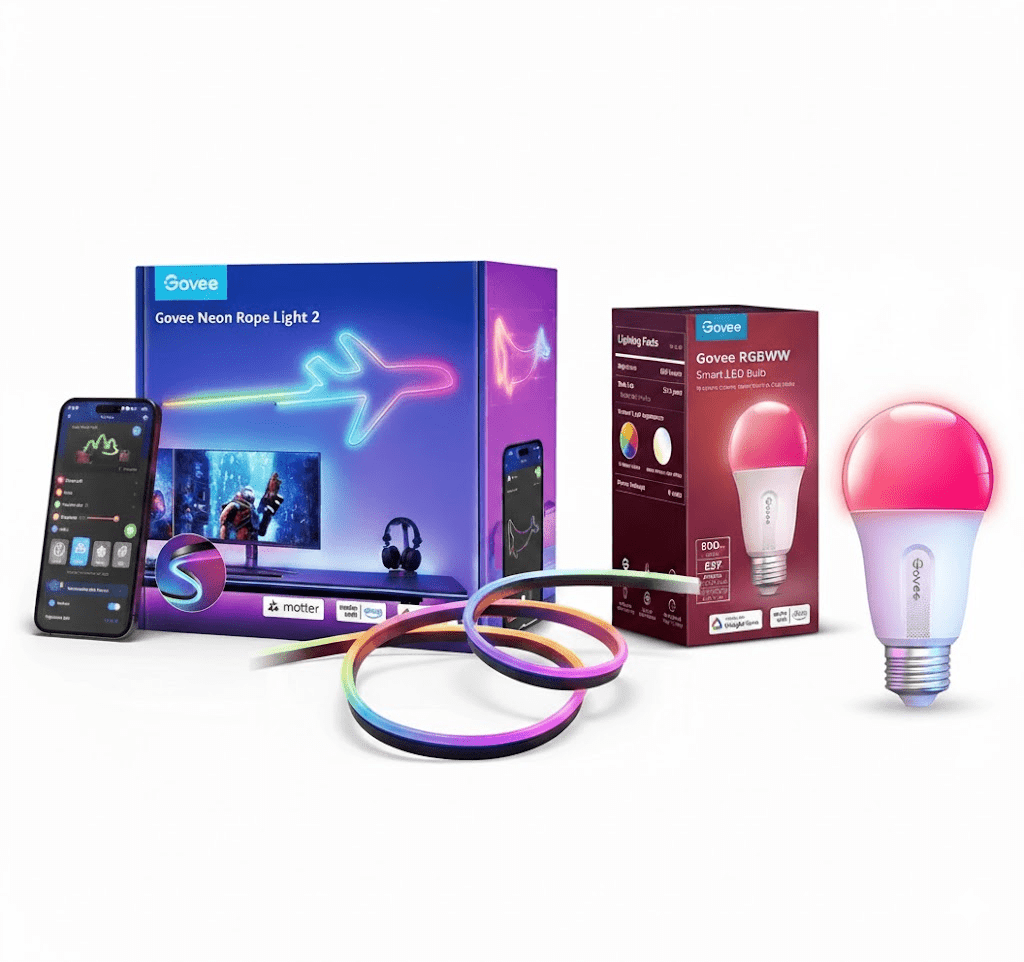 Govee Neon Rope Light 2 & RGBWW Smart LED Bulb Bundle - TeqClub.com