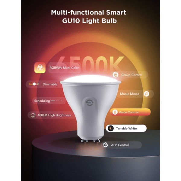 Govee RGBWW GU10 Smart LED Bulbs – 4 - Pack (2 Sets of 2) - TeqClub.com