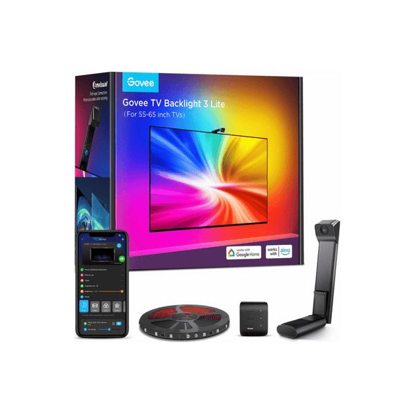 Govee TV バックライト 3 ライト キット (55～65 インチ TV) Amazon.com: Govee TV Backlight 3 Lite with Fish-Eye Correction