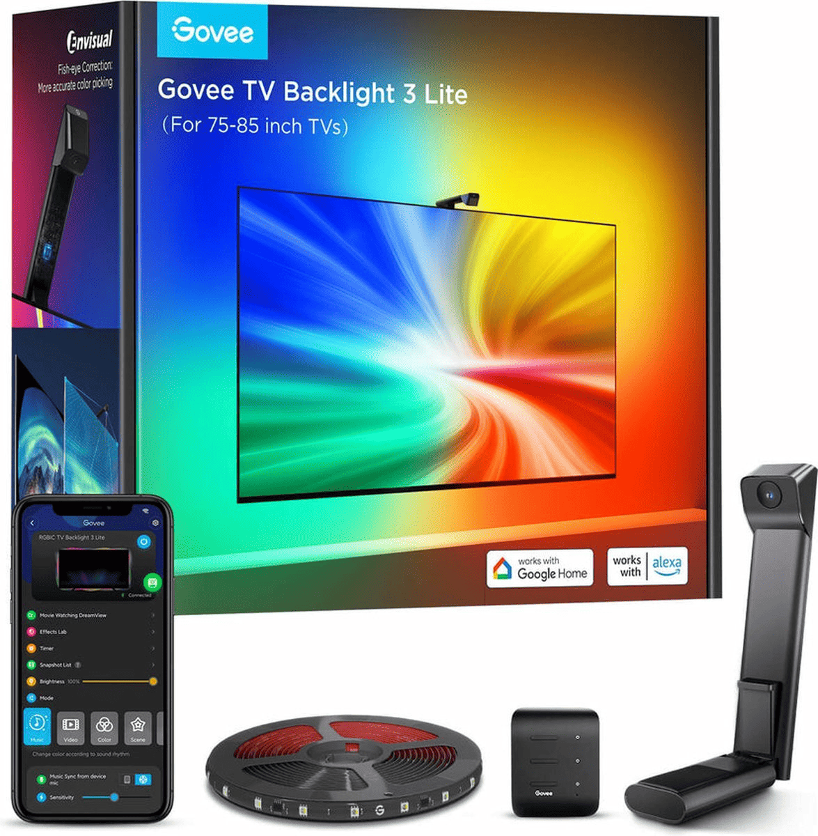 Govee Ultimate Sync bundel – Smart AI Sync Box Kit – TV Backlight 3 Lite voor 55 - 65 inch - TeqClub.com