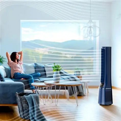 Midea Bladeless Fan & Air purifier Blue - TeqClub.com