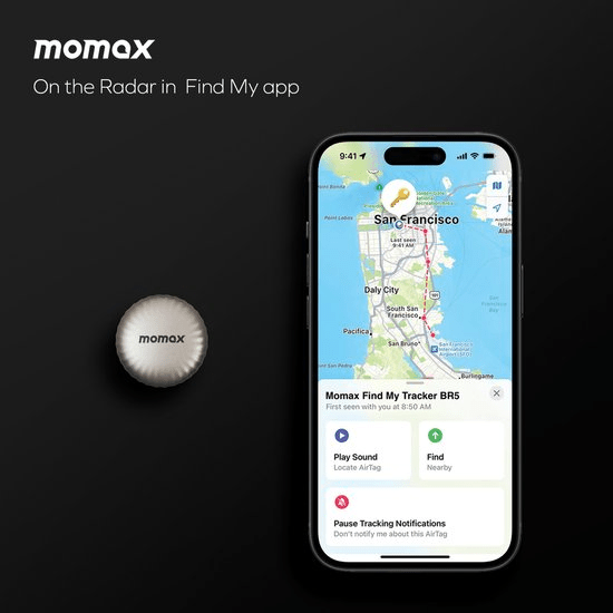 Momax PinTag Find My Tracker Titanium - TeqClub.com