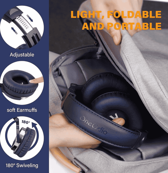 OneOdio Wired Pro 10 Dark Blue Headphones - TeqClub.com