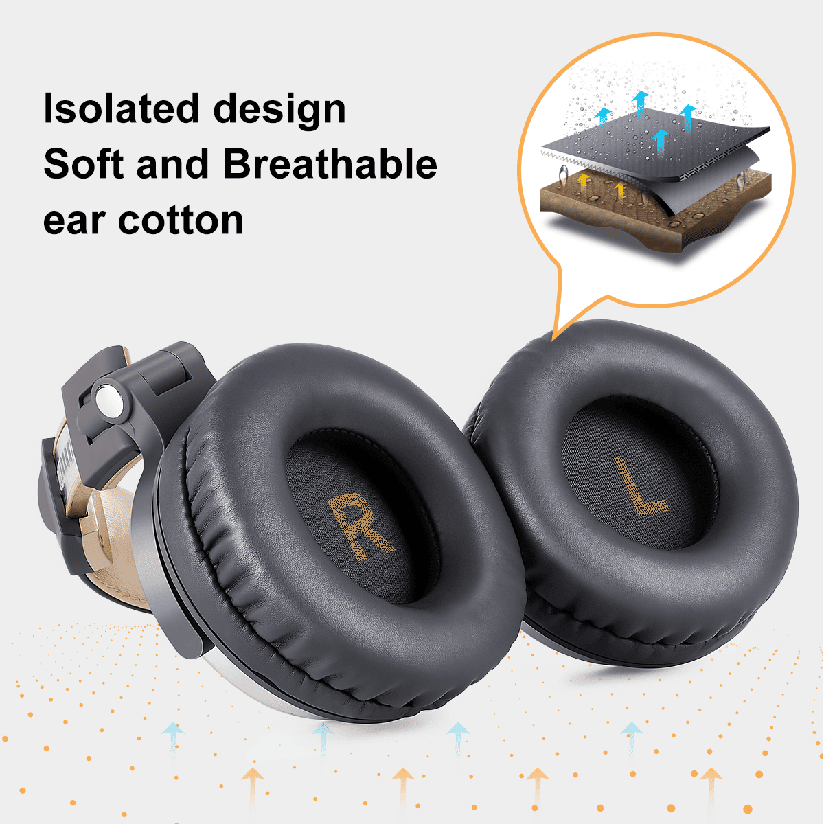 OneOdio Wired Pro 10 Grey Gold Headphones - TeqClub.com