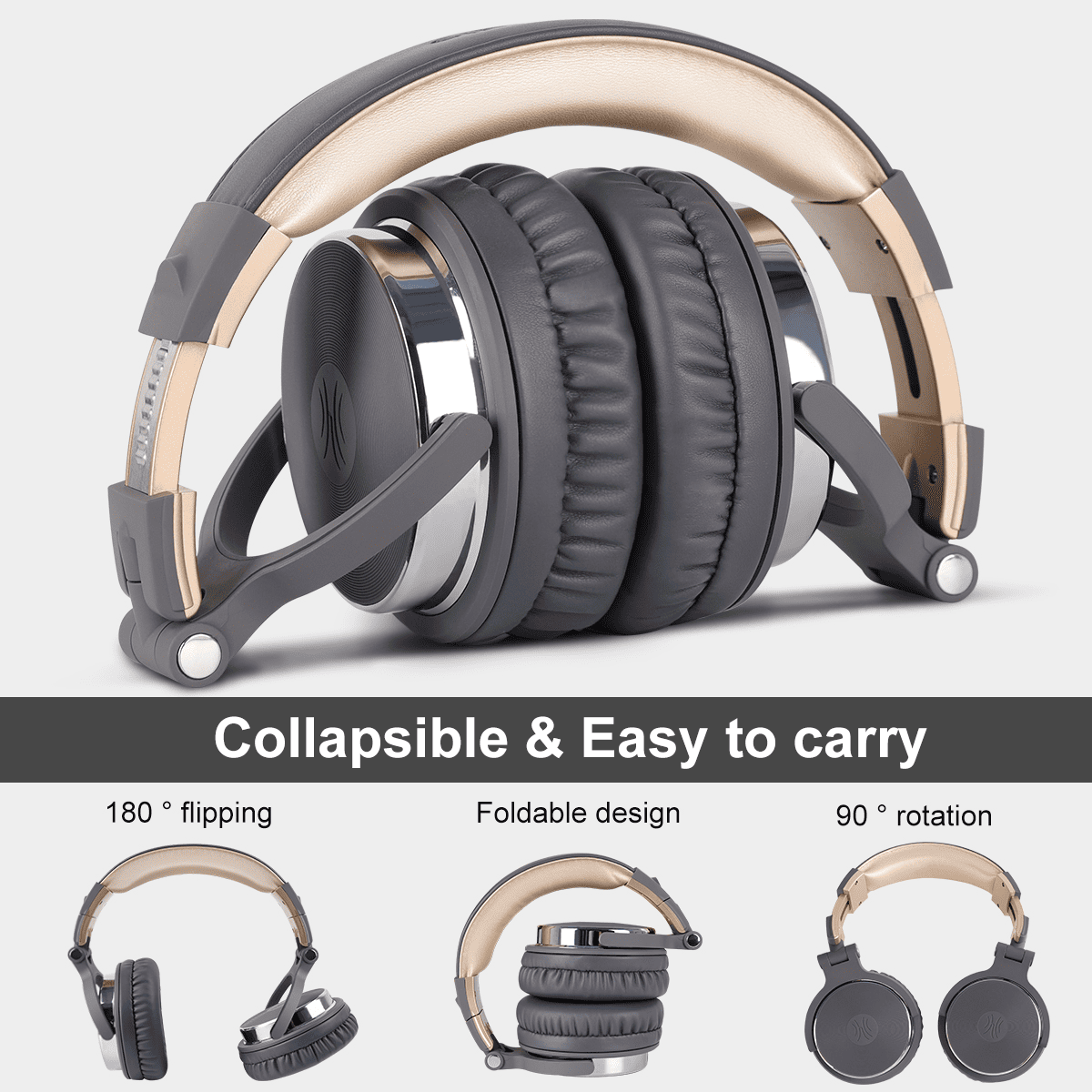 OneOdio Wired Pro 10 Grey Gold Headphones - TeqClub.com