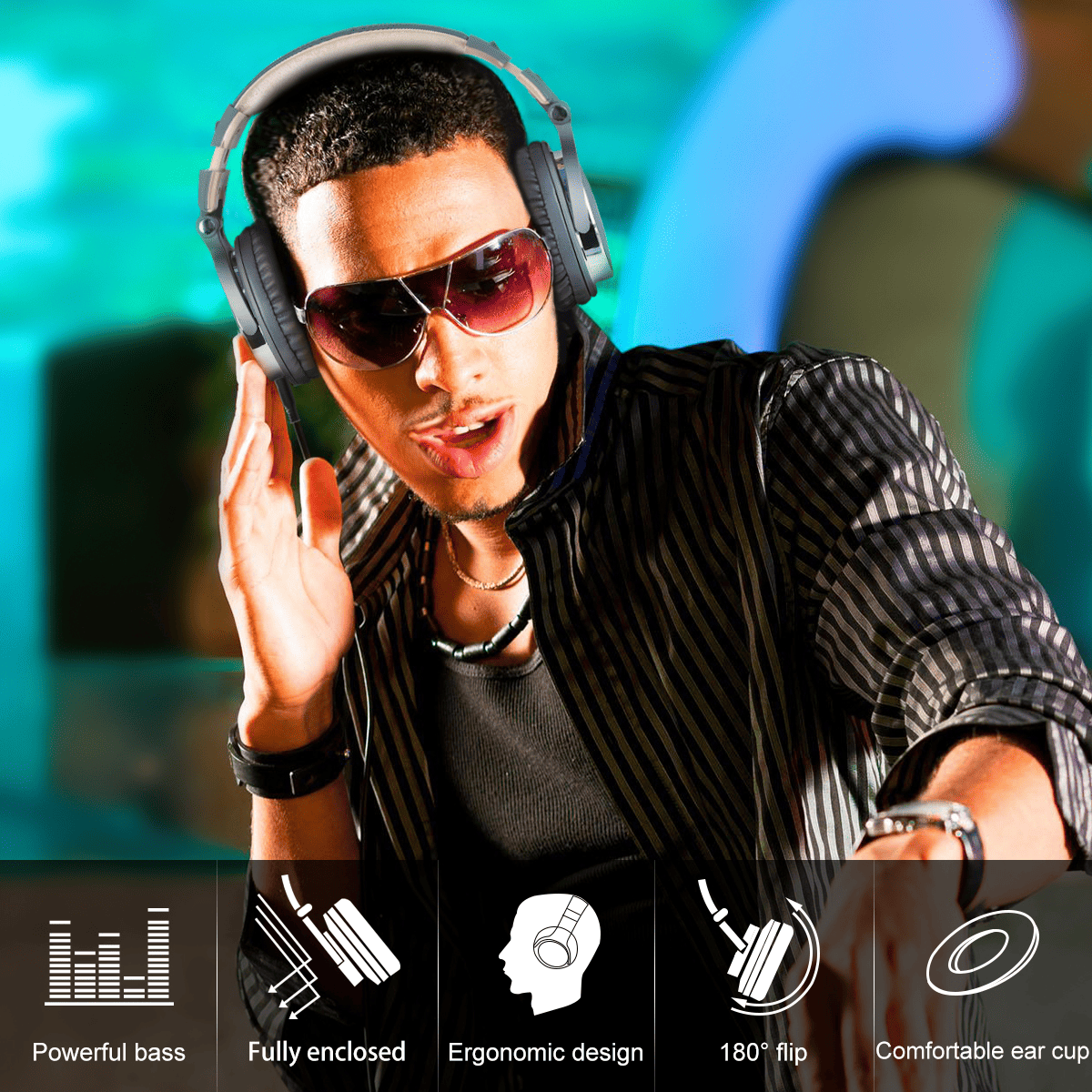 OneOdio Wired Pro 10 Grey Gold Headphones - TeqClub.com