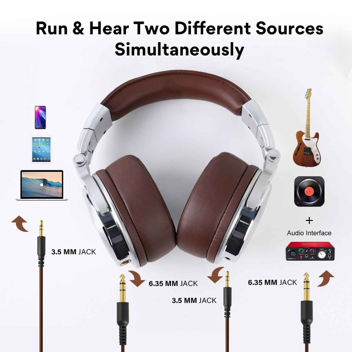 Outlet - OneOdio Wired Pro 40 Silver - brown Headphones - TeqClub.com