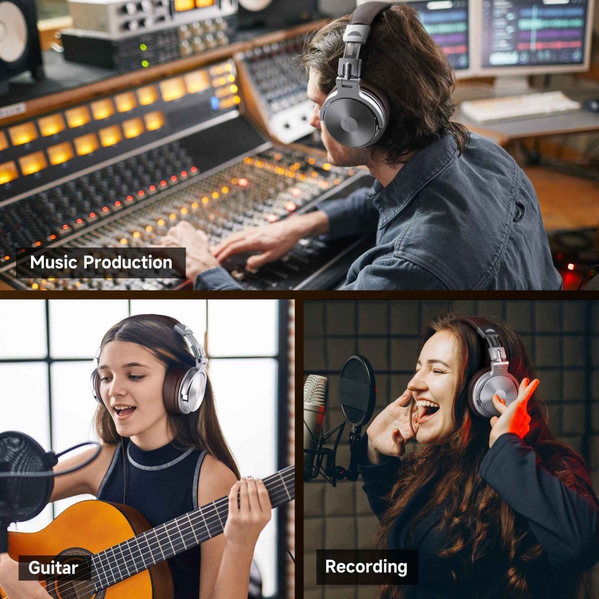 Outlet - OneOdio Wired Pro 40 Silver - brown Headphones - TeqClub.com