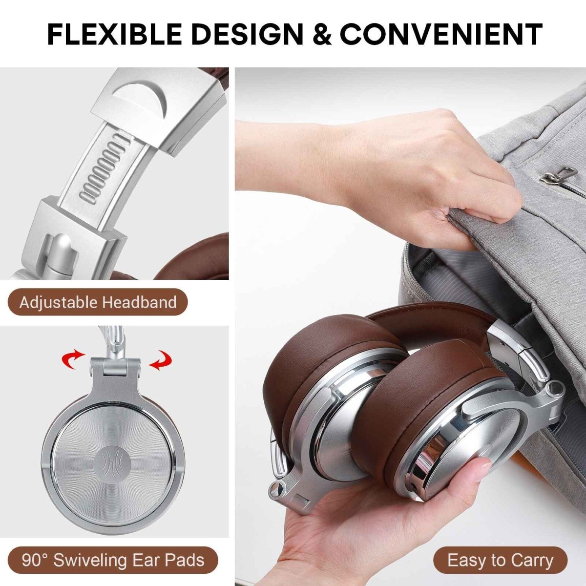 Outlet - OneOdio Wired Pro 40 Silver - brown Headphones - TeqClub.com