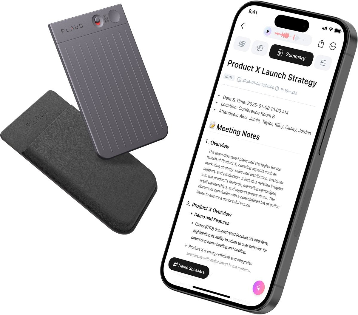 PLAUD NOTE Silver & Case Brown