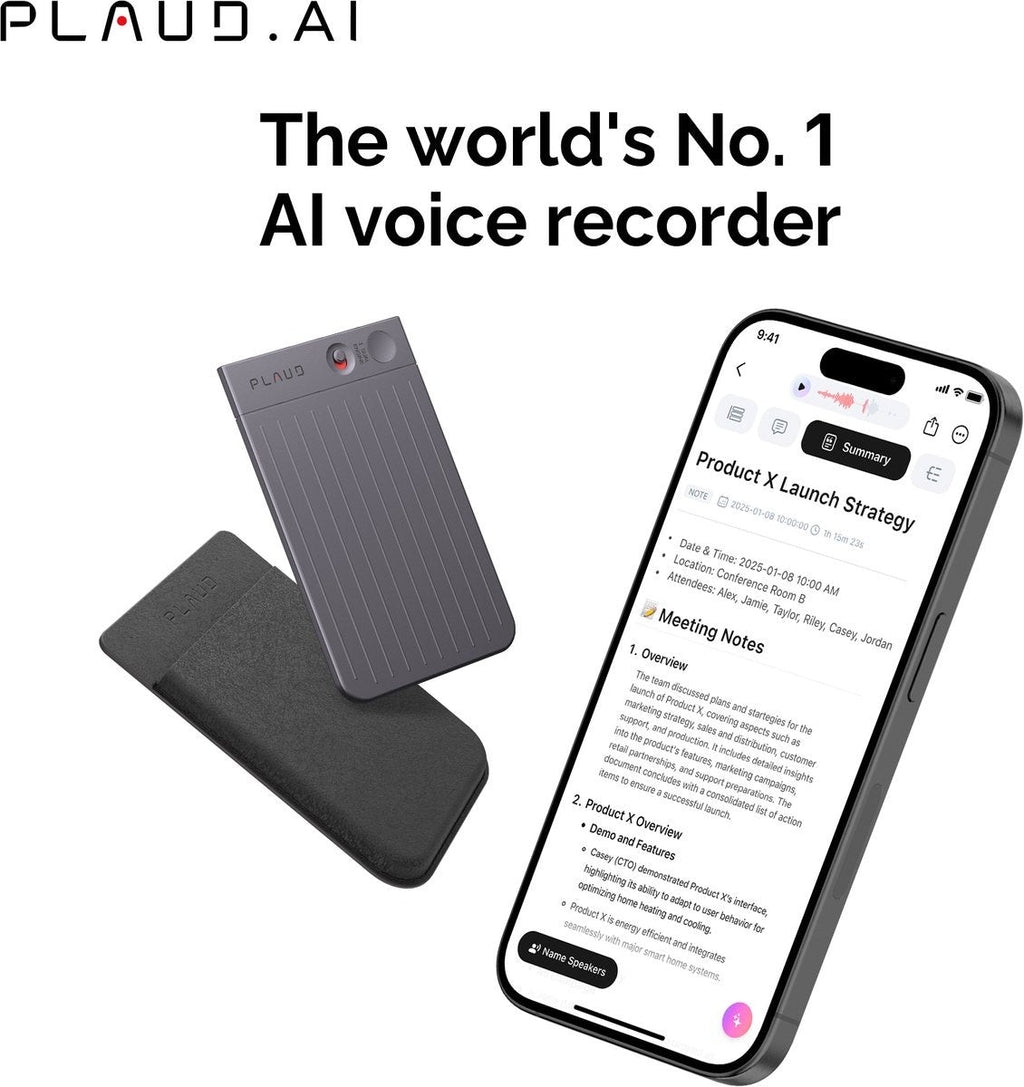 PLAUD NOTE Silber & Case Braun