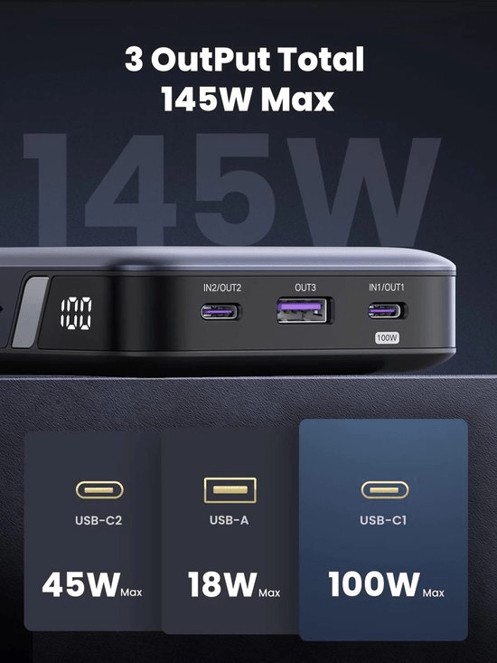 Ugreen 145W powerbank – 25000mAh capaciteit - TeqClub.com