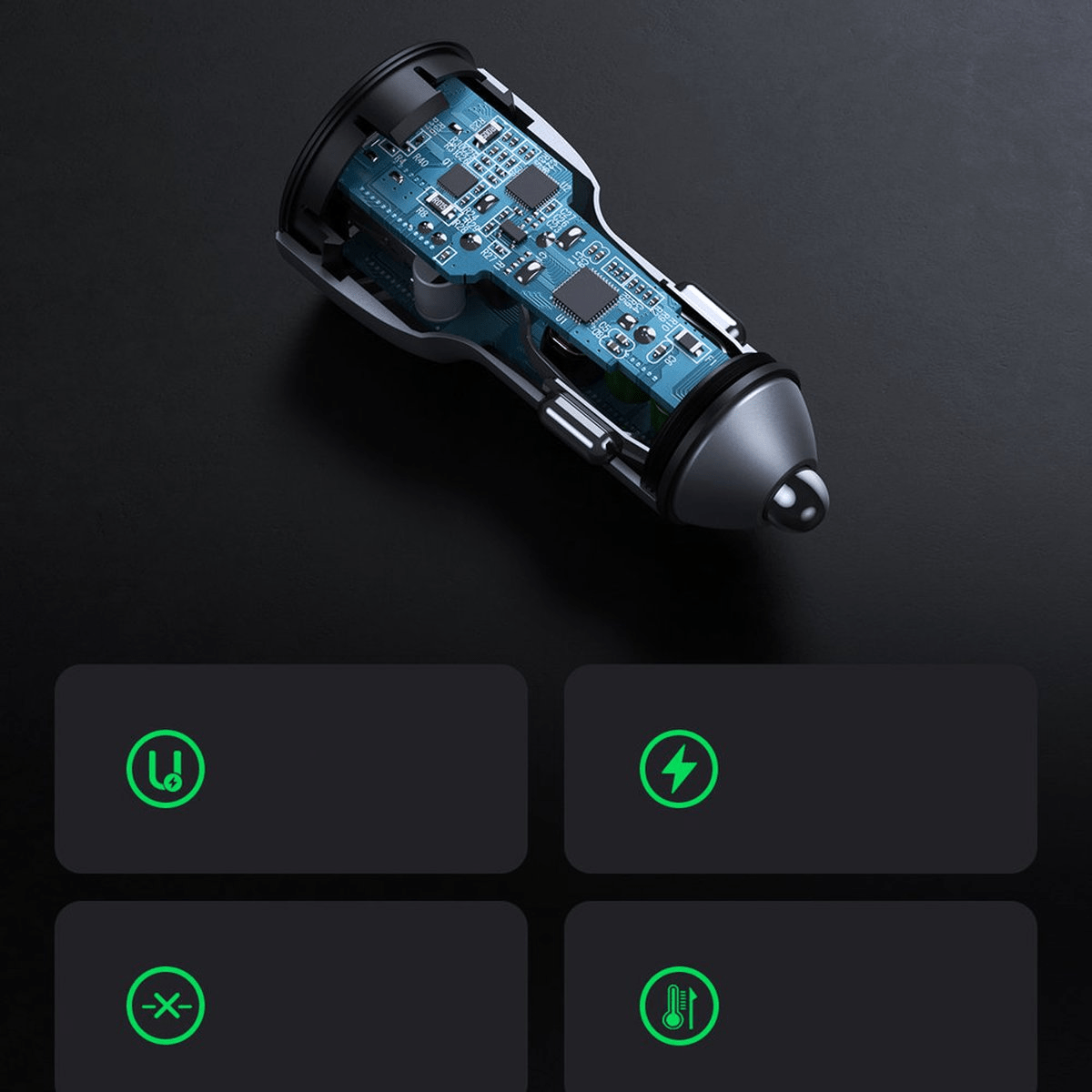 UGREEN Car Charger 69W Max (Black) - TeqClub.com