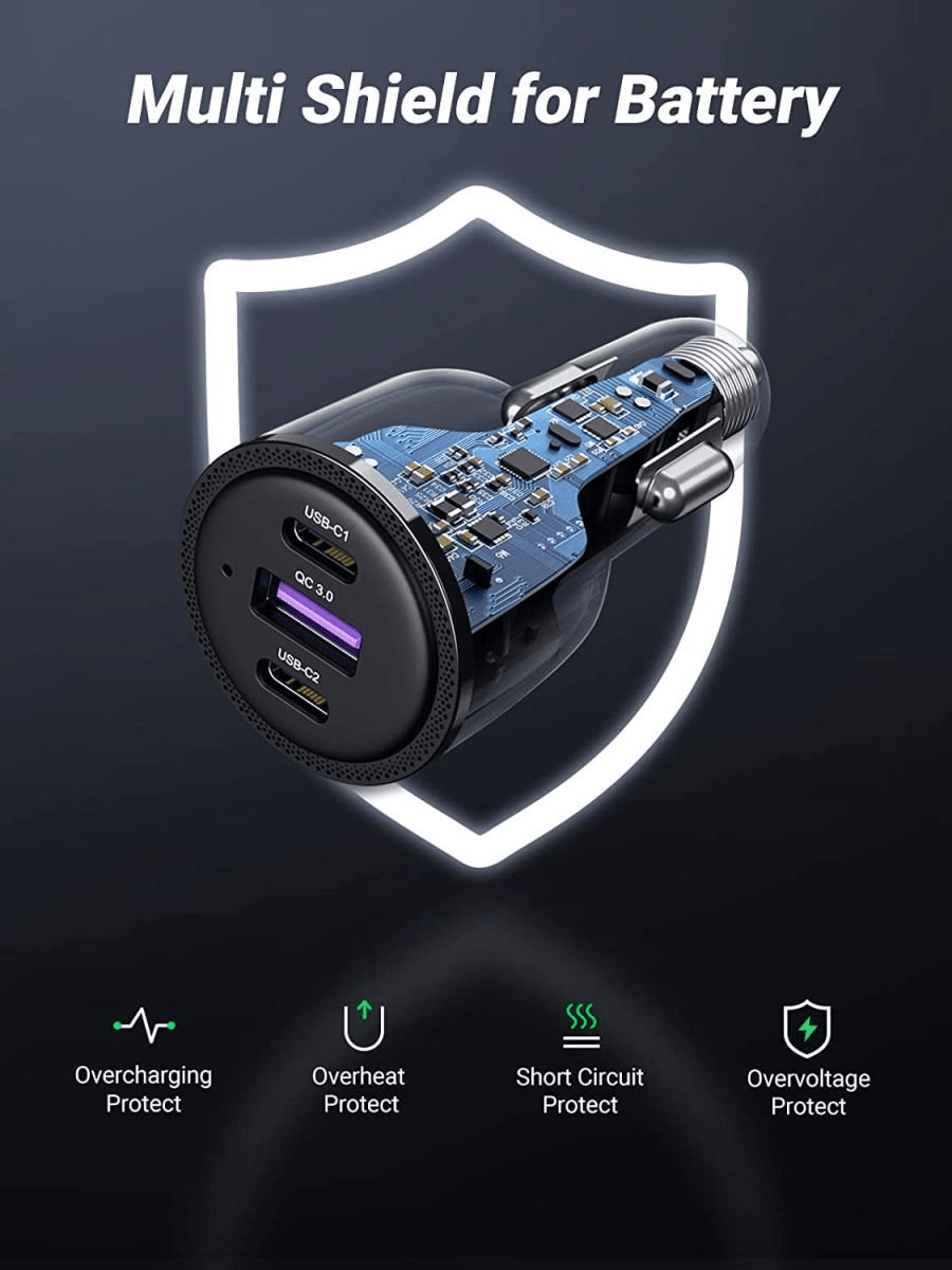 UGREEN Car Charger 69W Max (Black) - TeqClub.com