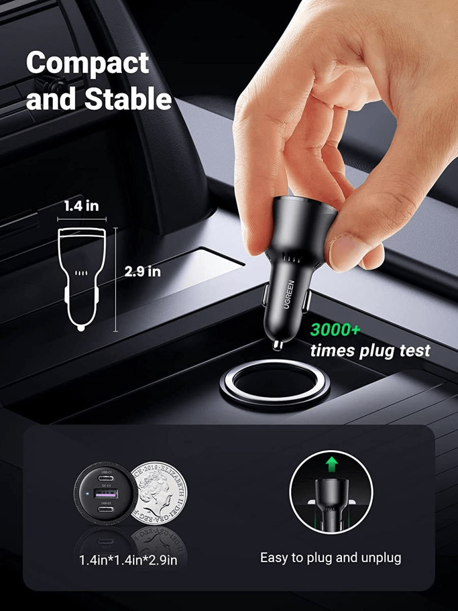 UGREEN Car Charger 69W Max (Black) - TeqClub.com