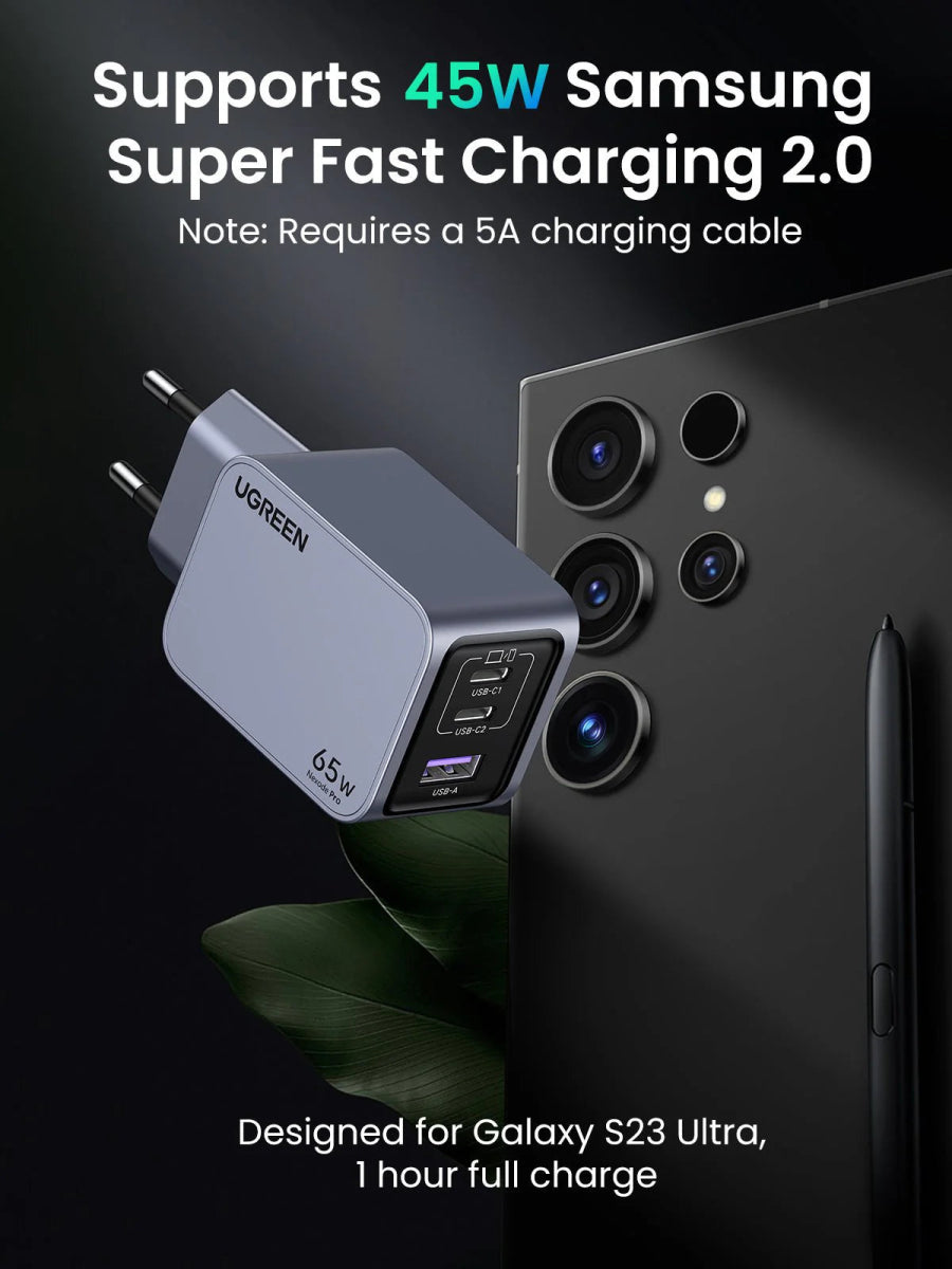 UGREEN Nexode Pro 65W 3 - Port GaN Fast Charger Set EU - TeqClub.com