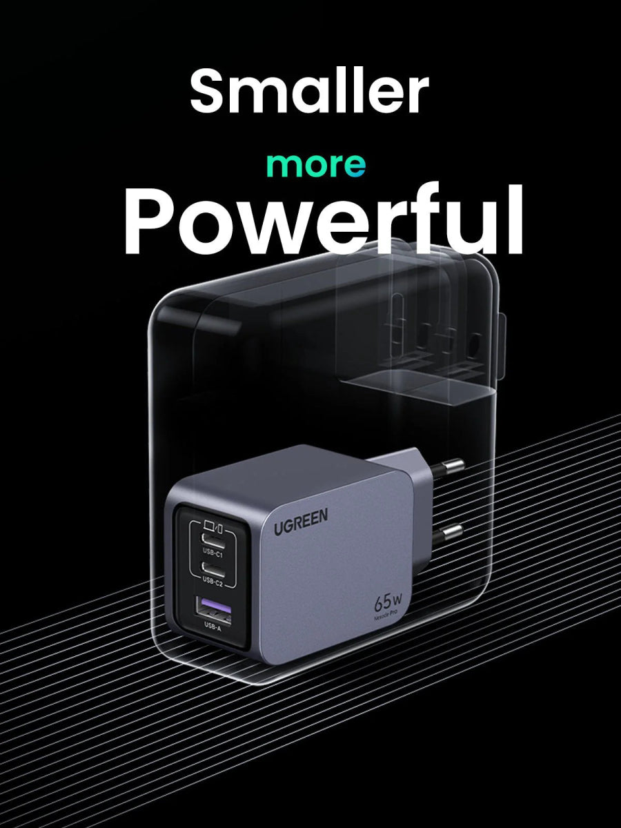 UGREEN Nexode Pro 65W 3 - Port GaN Fast Charger Set EU - TeqClub.com
