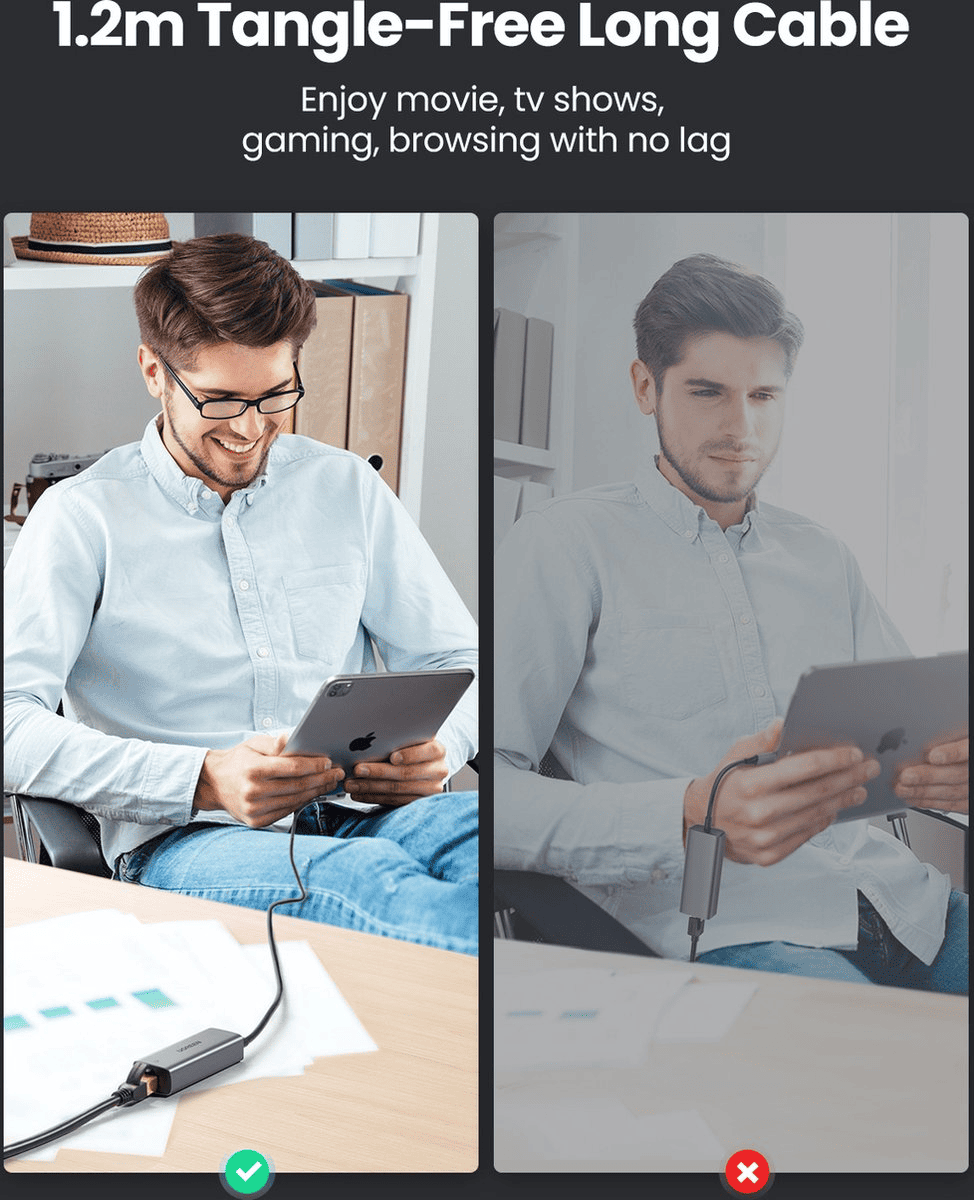 UGREEN USB - C to RJ45 Ethernet Adapter+PD Charging 1.2m - TeqClub.com
